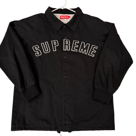Supreme Black Coach Jacket Mens Large Spell Out Logo Canada Streetwear Skate